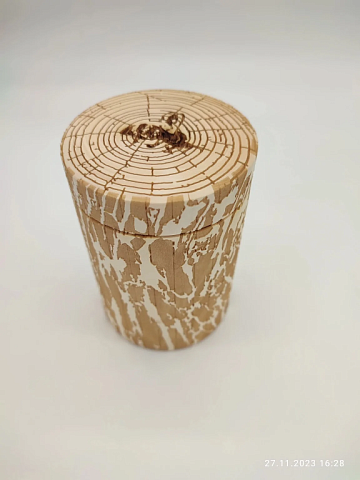 Фото Мёд диких медоносов Вятский 1000гр бочонок Пенечек (подарочная упаковка)